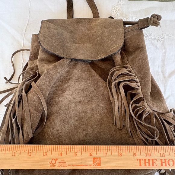 Brown Suede Fringe Backpack main image 11